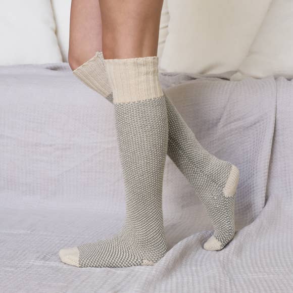 Warm & Soft Open Work Knit Lounge Socks 🧦: Pink