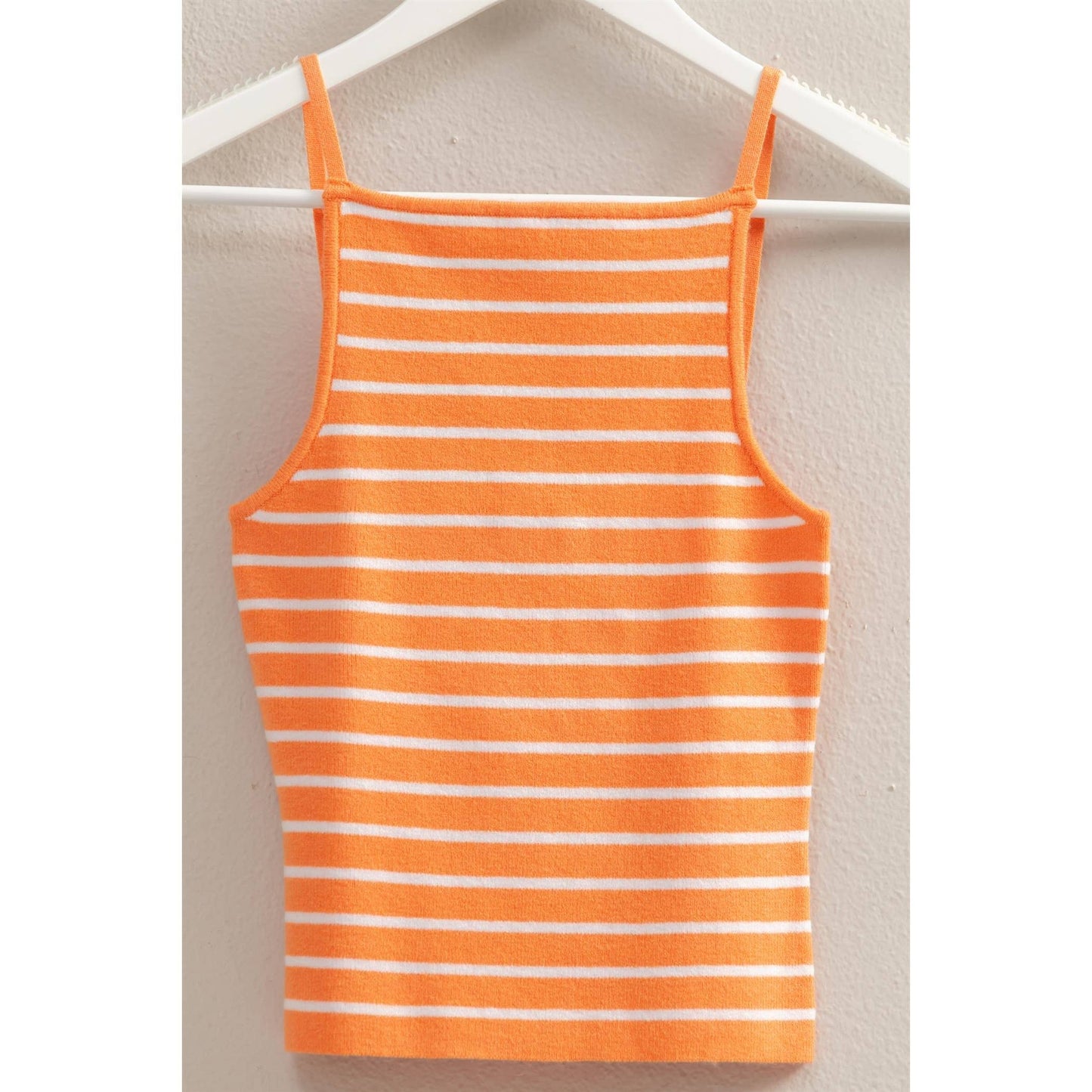 Striped Knit Halter Neck Cami Top