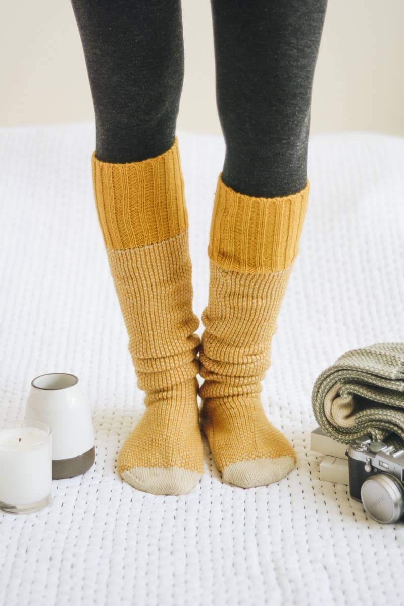 Warm & Soft Open Work Knit Lounge Socks 🧦: Black