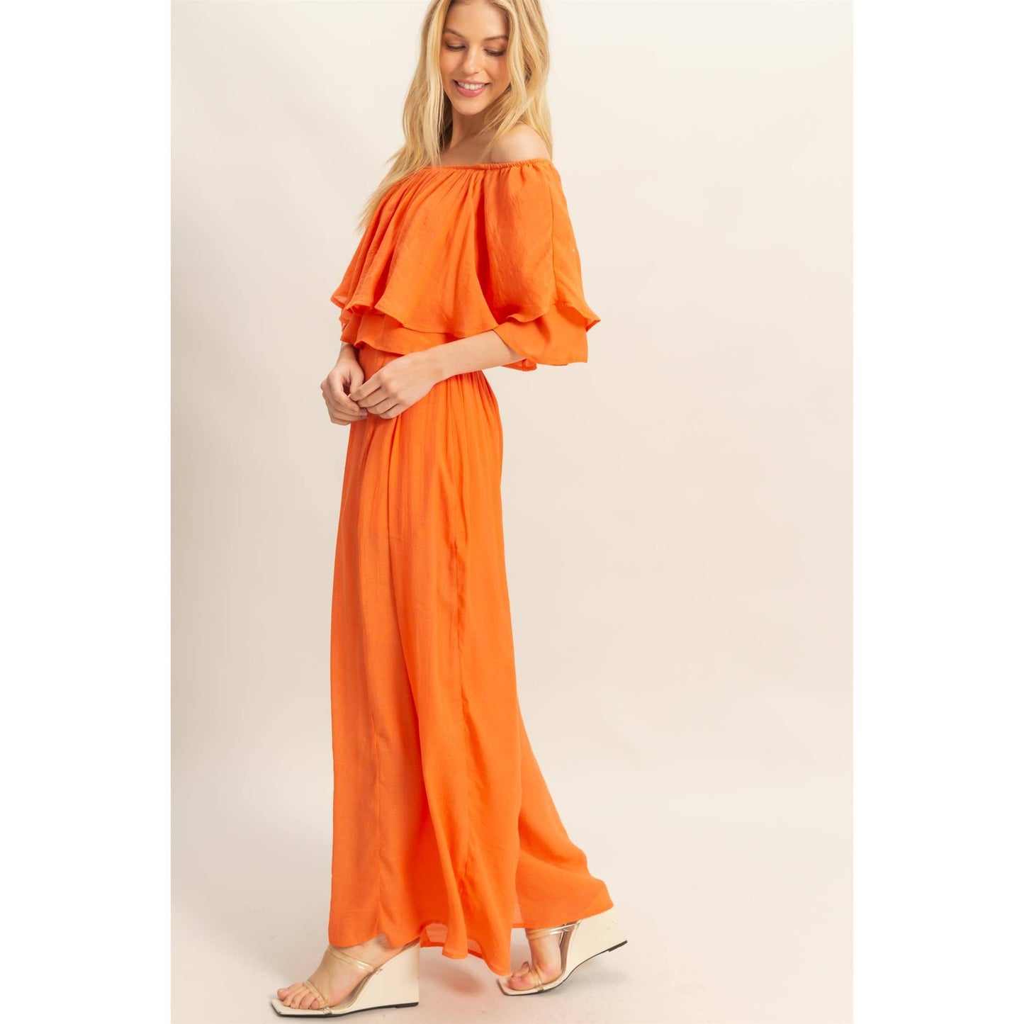 Off-The-Shoulder Blouse And Pants Set