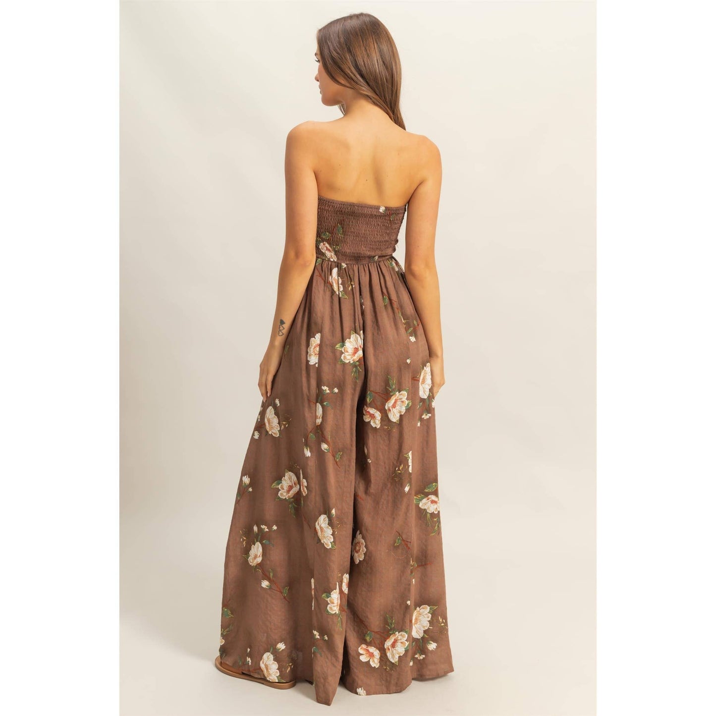 Floral Print Strapless Jumpsuit