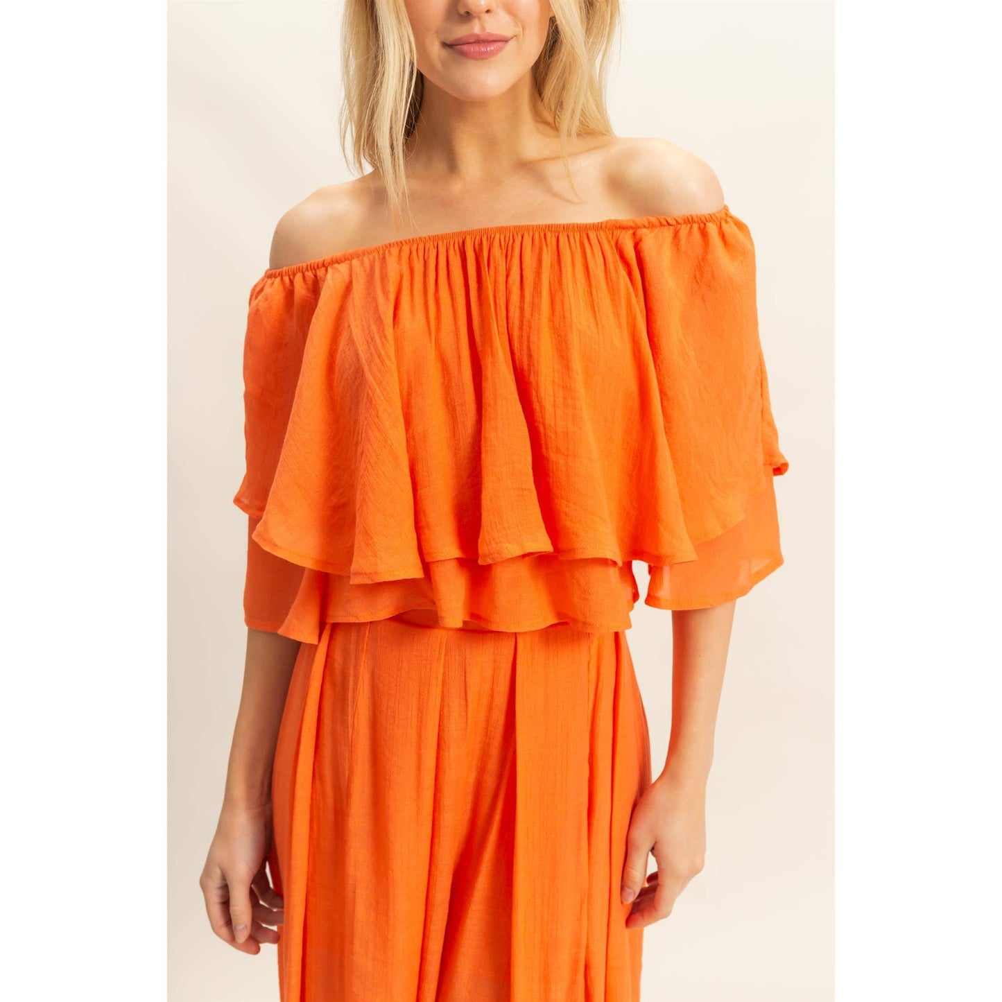 Off-The-Shoulder Blouse And Pants Set