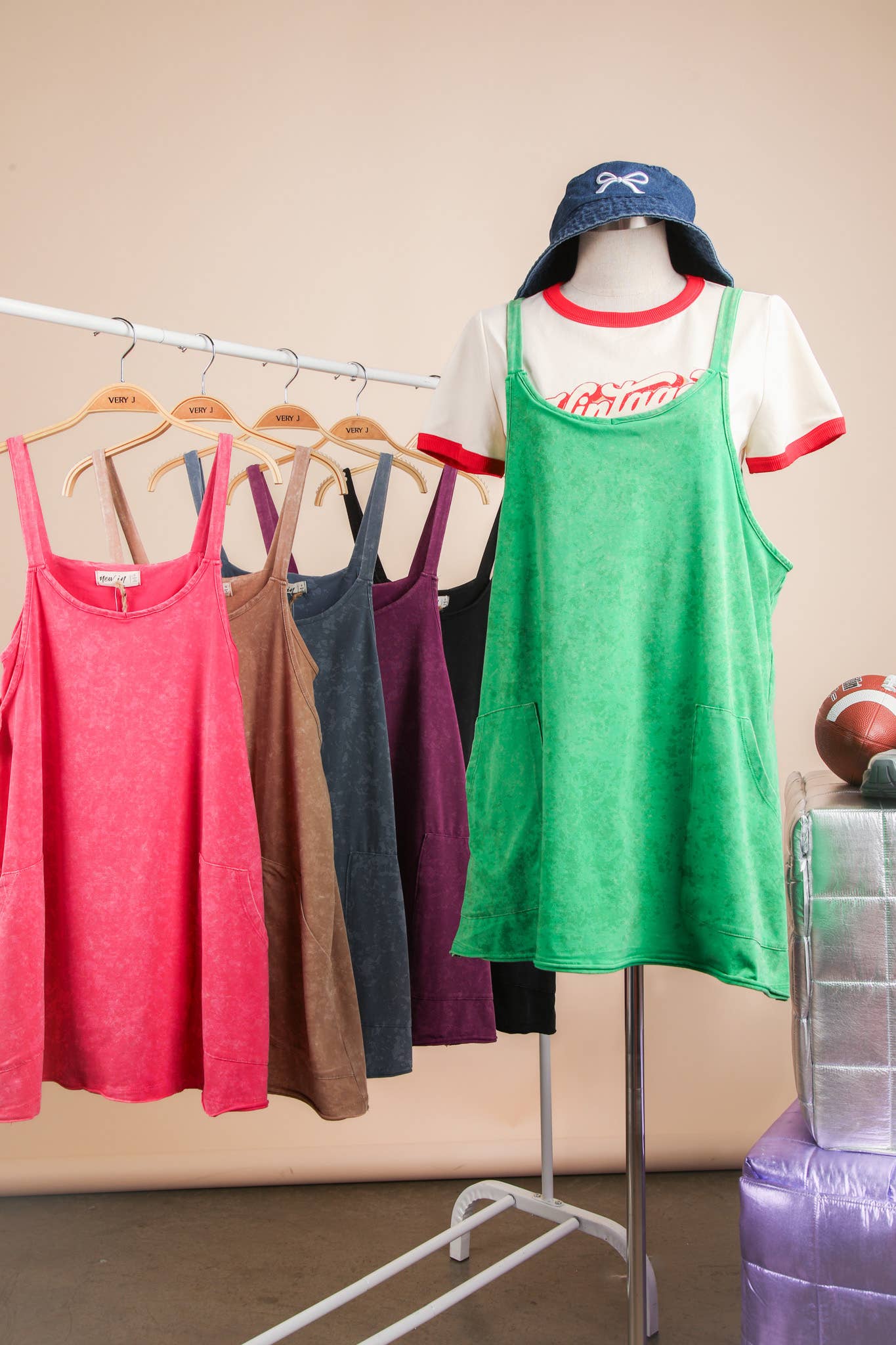 Mineral Washed Knit Mini Dress with Shorts Inside