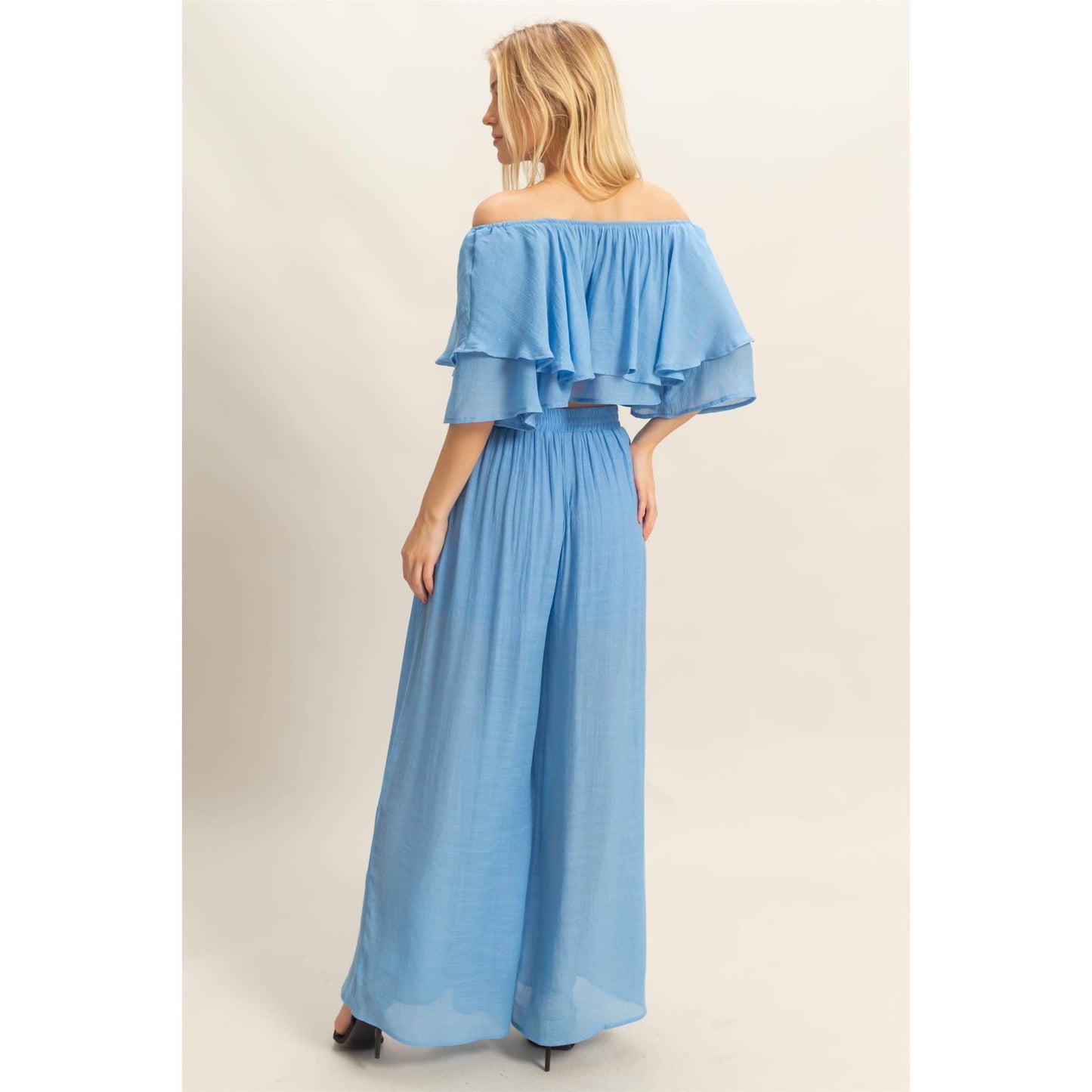 Off-The-Shoulder Blouse And Pants Set