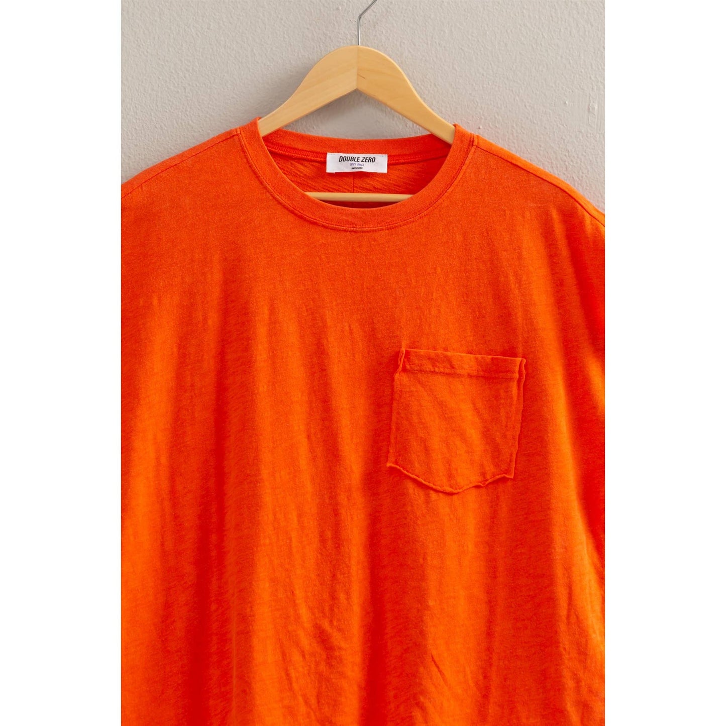 Round Neck Single Pocket Boxy Washed Tee
