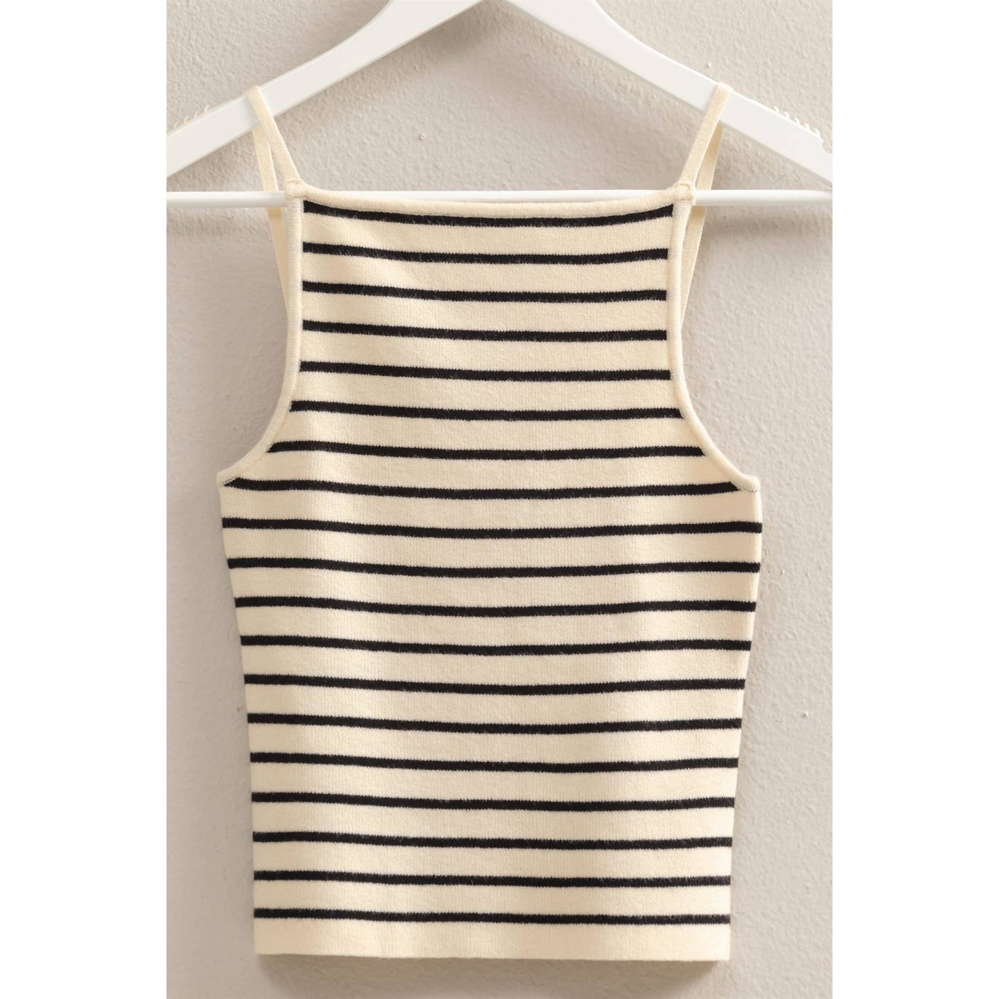 Striped Knit Halter Neck Cami Top