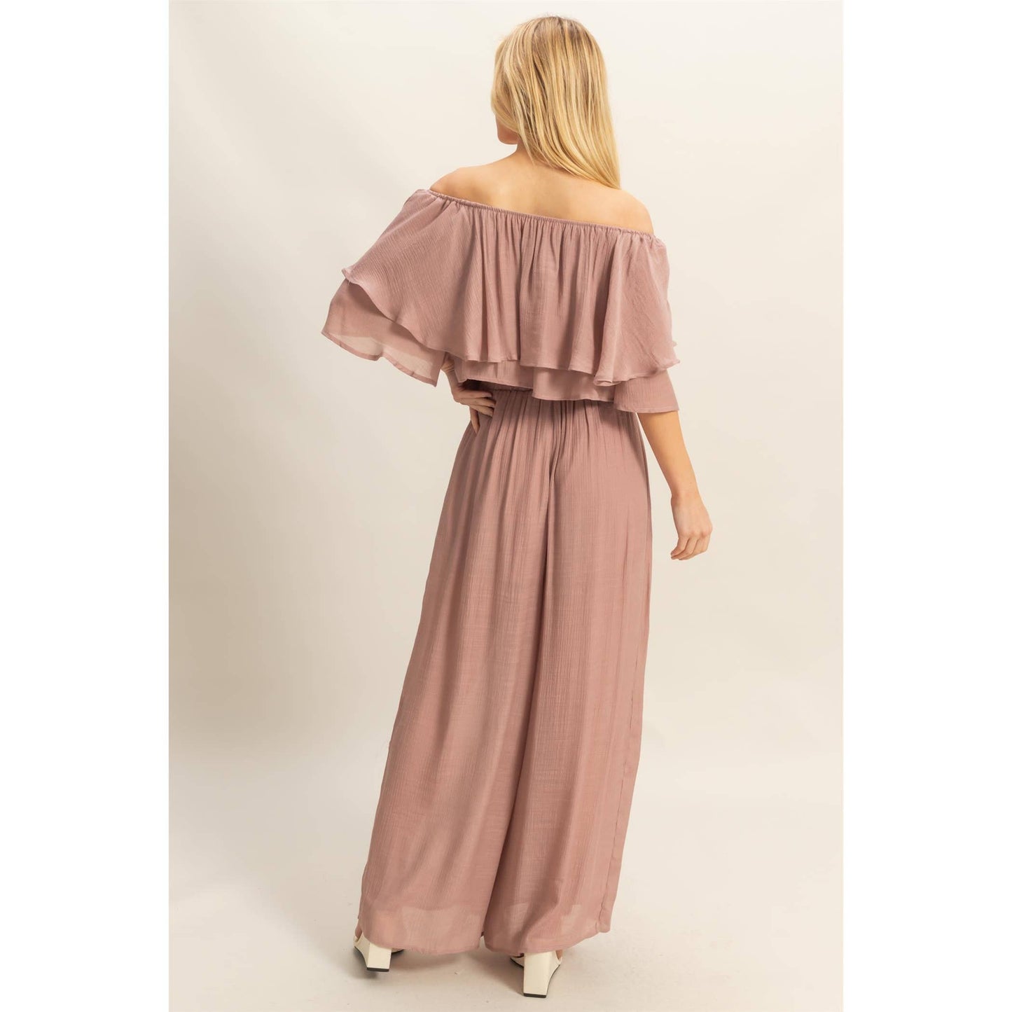 Off-The-Shoulder Blouse And Pants Set