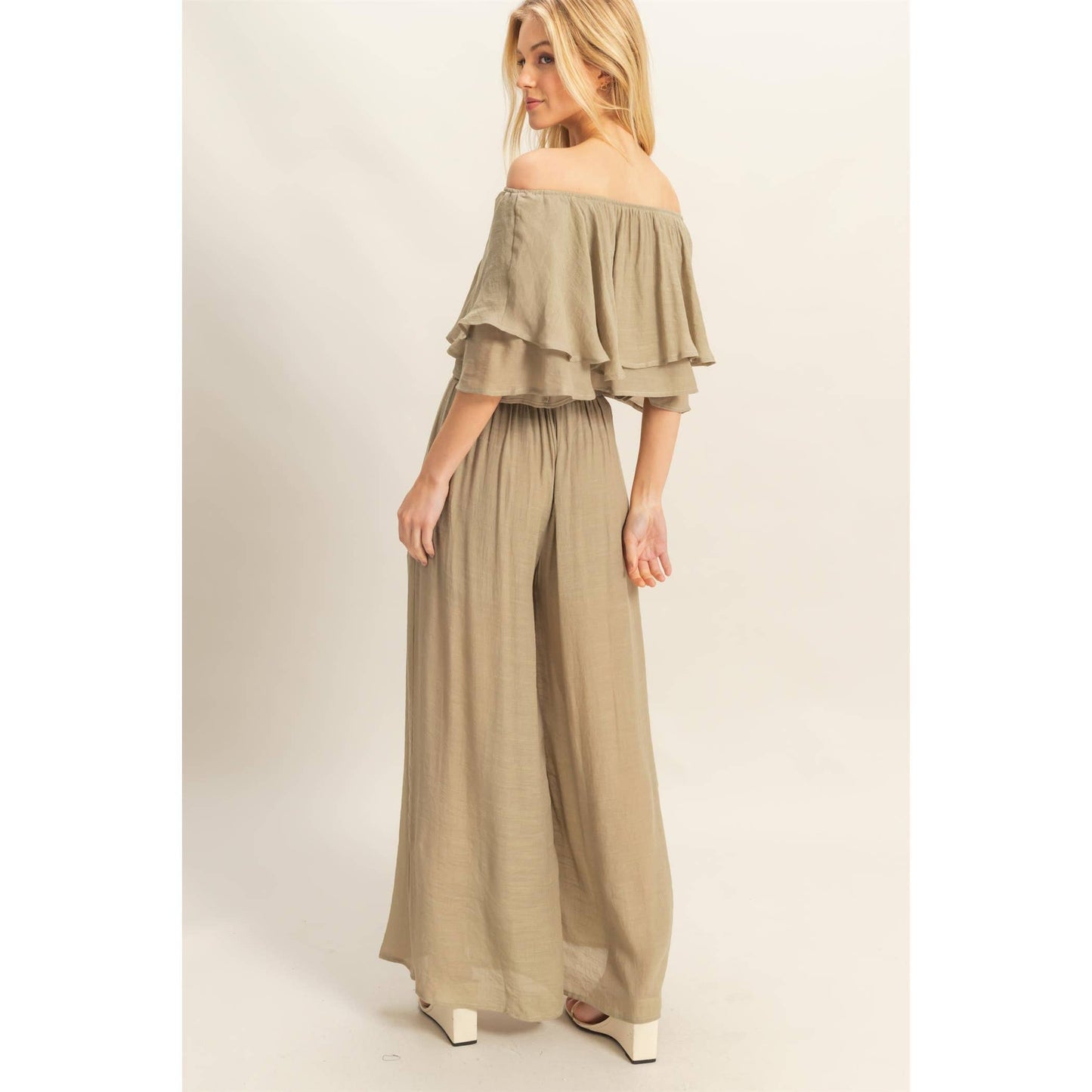 Off-The-Shoulder Blouse And Pants Set