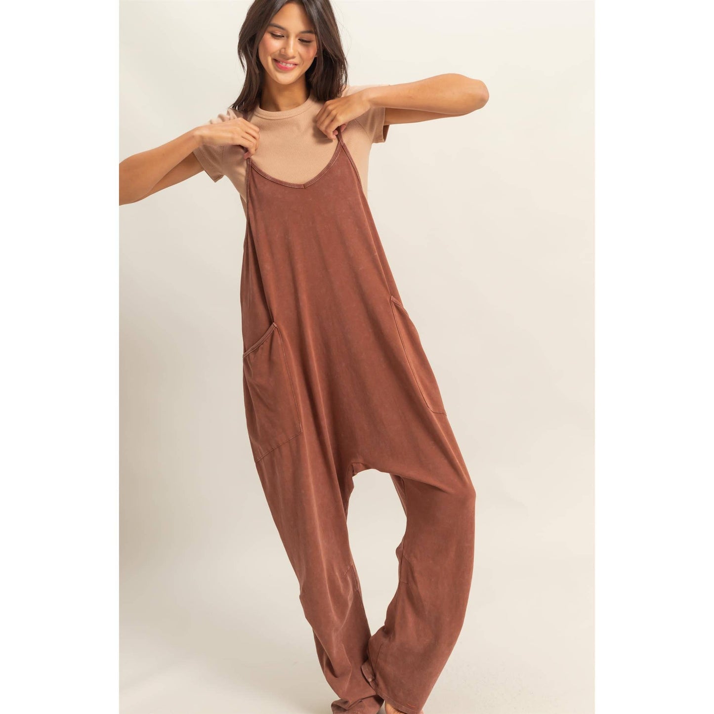 Relaxed Fit Mineral Washed Jumpsuit