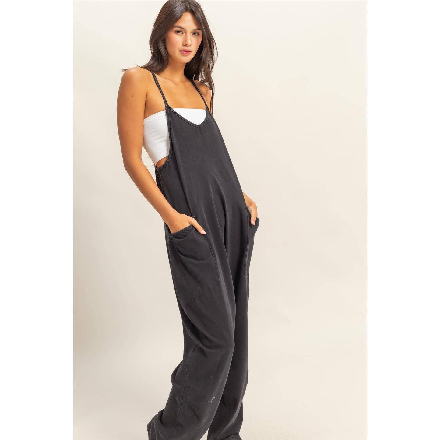 Relaxed Fit Mineral Washed Jumpsuit