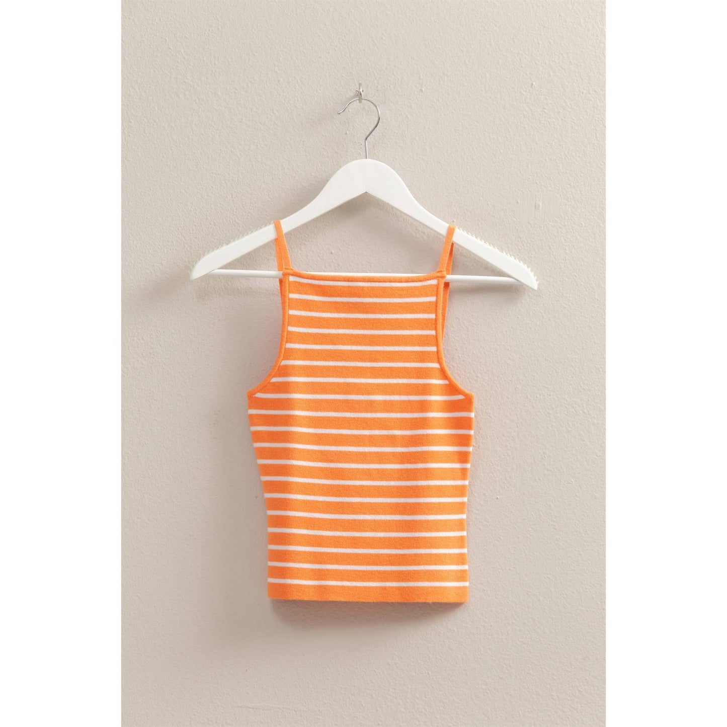 Striped Knit Halter Neck Cami Top