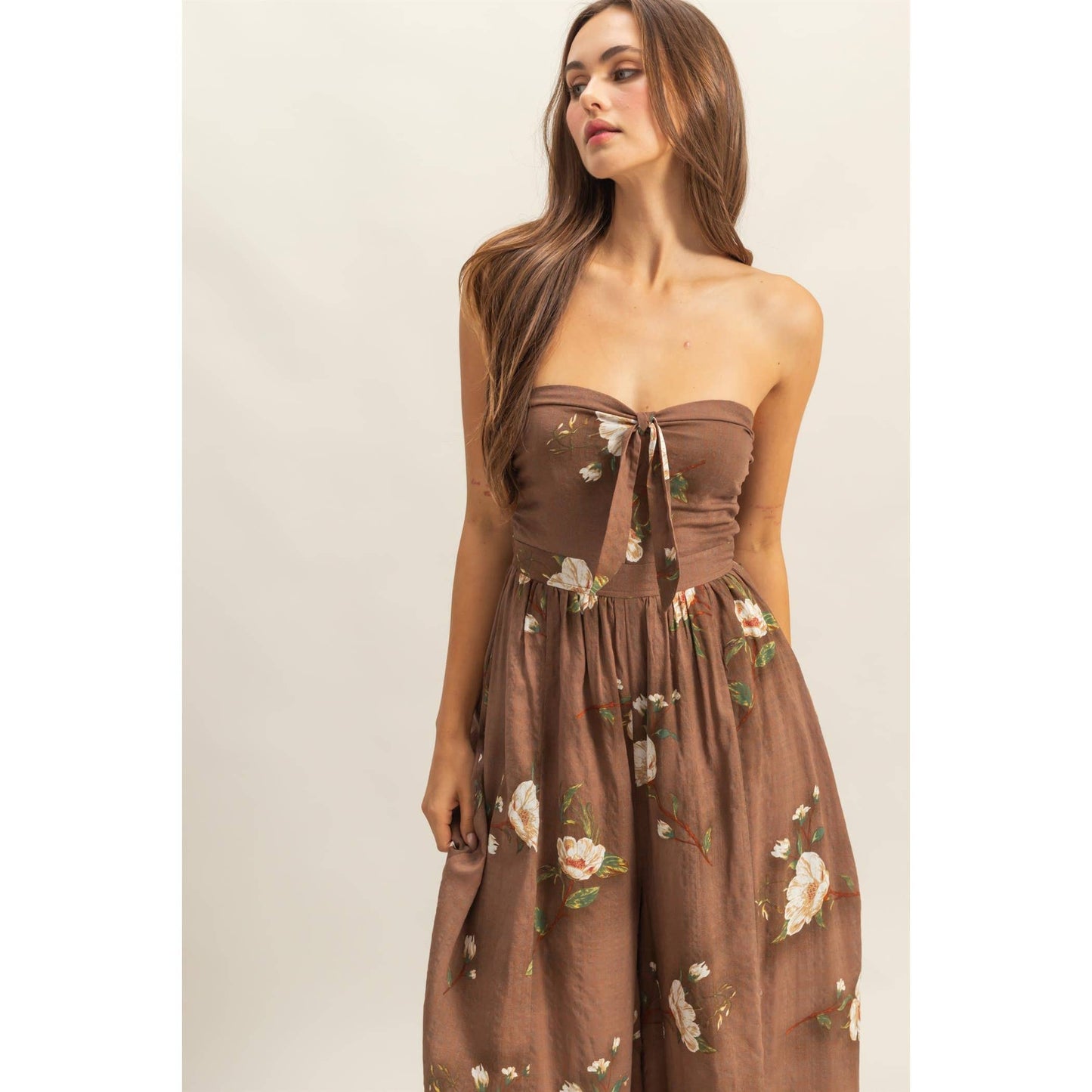 Floral Print Strapless Jumpsuit