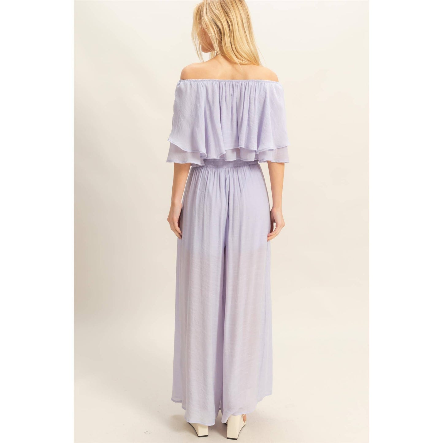 Off-The-Shoulder Blouse And Pants Set