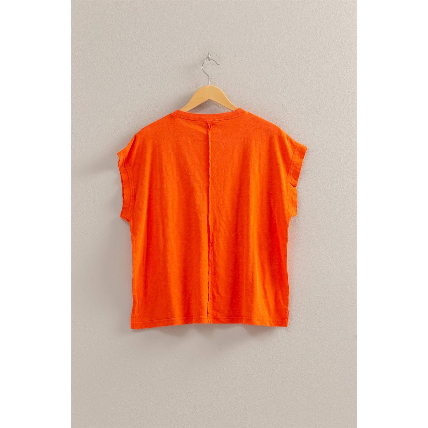 Round Neck Single Pocket Boxy Washed Tee