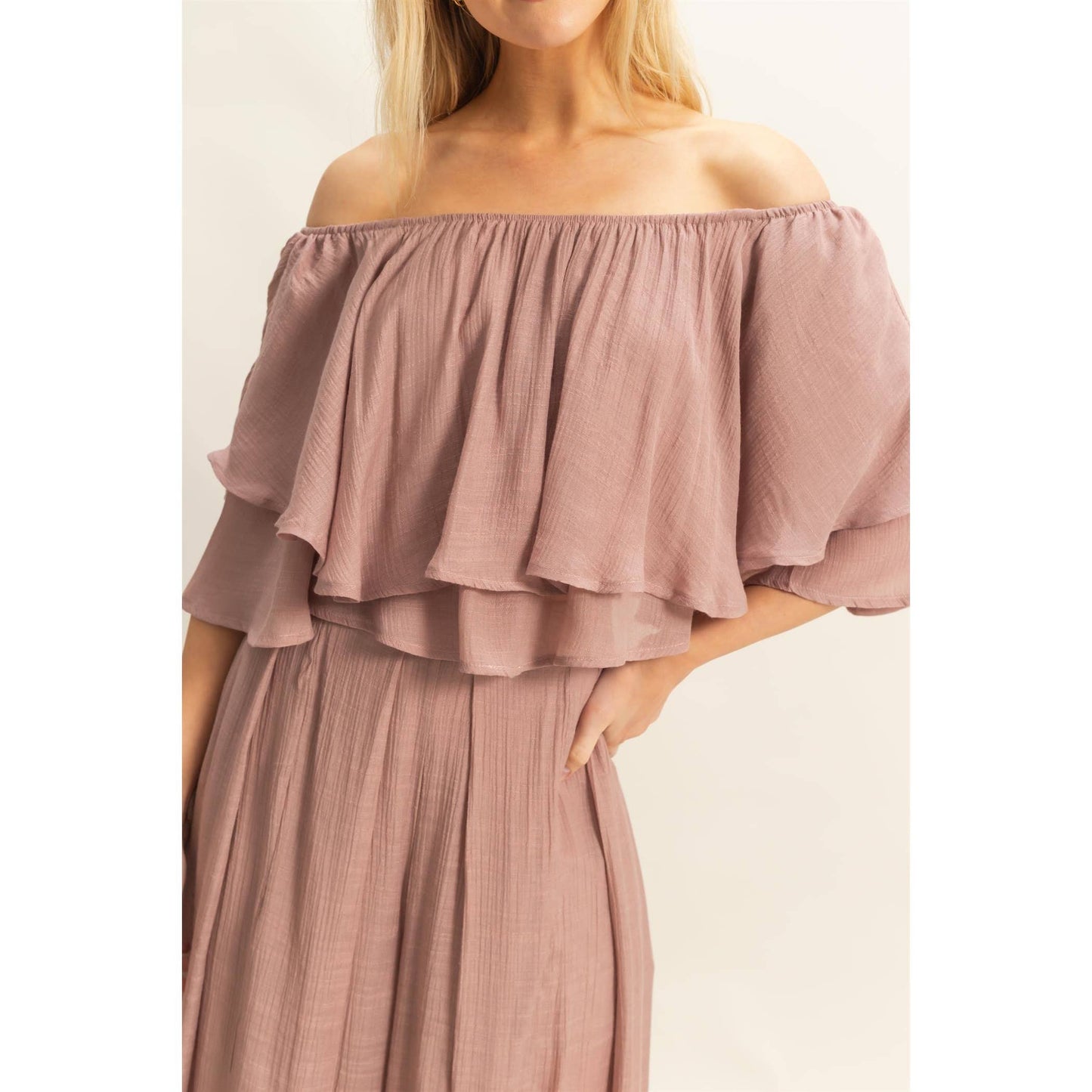 Off-The-Shoulder Blouse And Pants Set