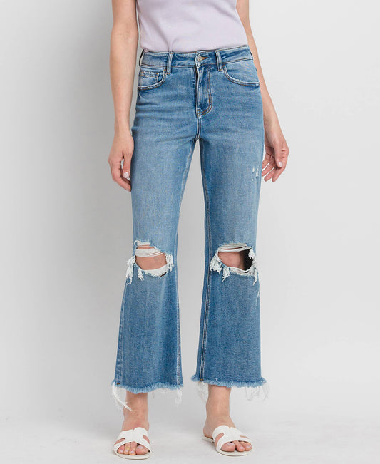 HIGH RISE CROP SLIM WIDE JEANS