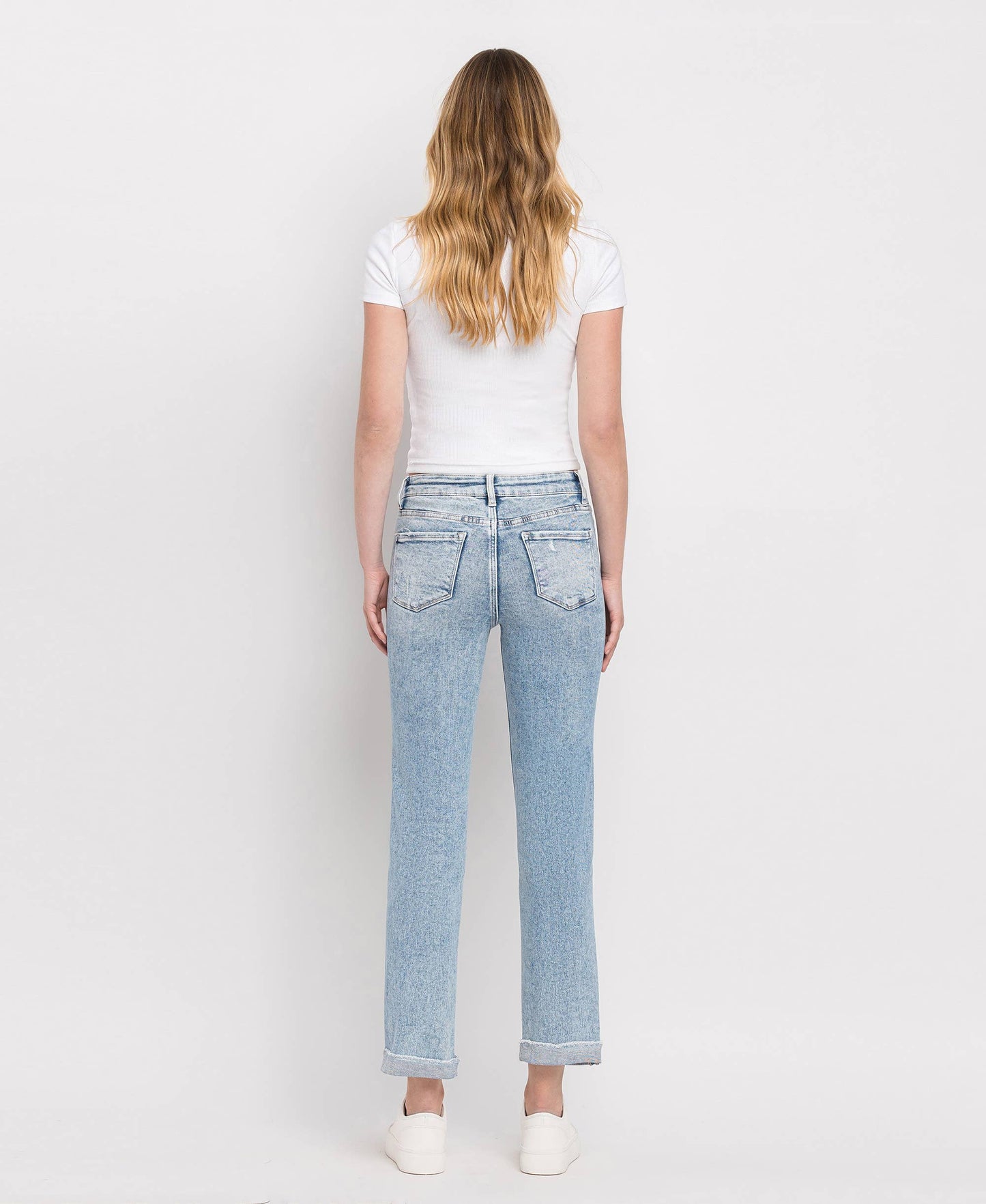 TUMMY CONTROL HIGH RISE CUFFED STRAIGHT JEANS