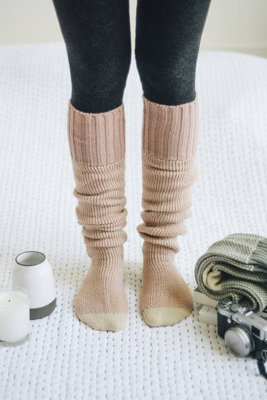 Warm & Soft Open Work Knit Lounge Socks 🧦: Pink