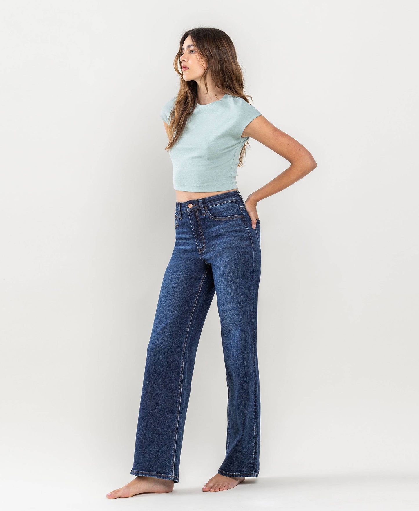 90'S VINTAGE SUPER HIGH RISE LOOSE JEANS dark wash