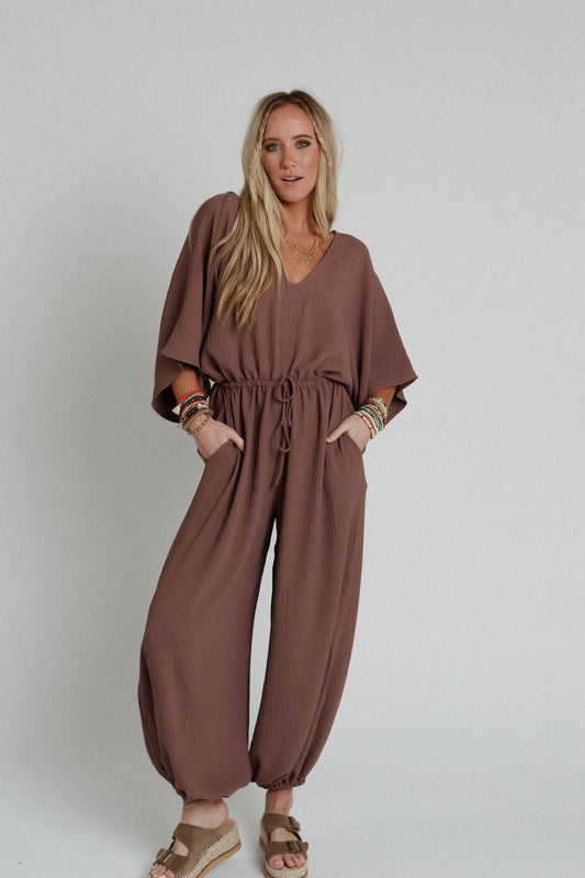 New Love Relaxed Drawstring Jumpsuit