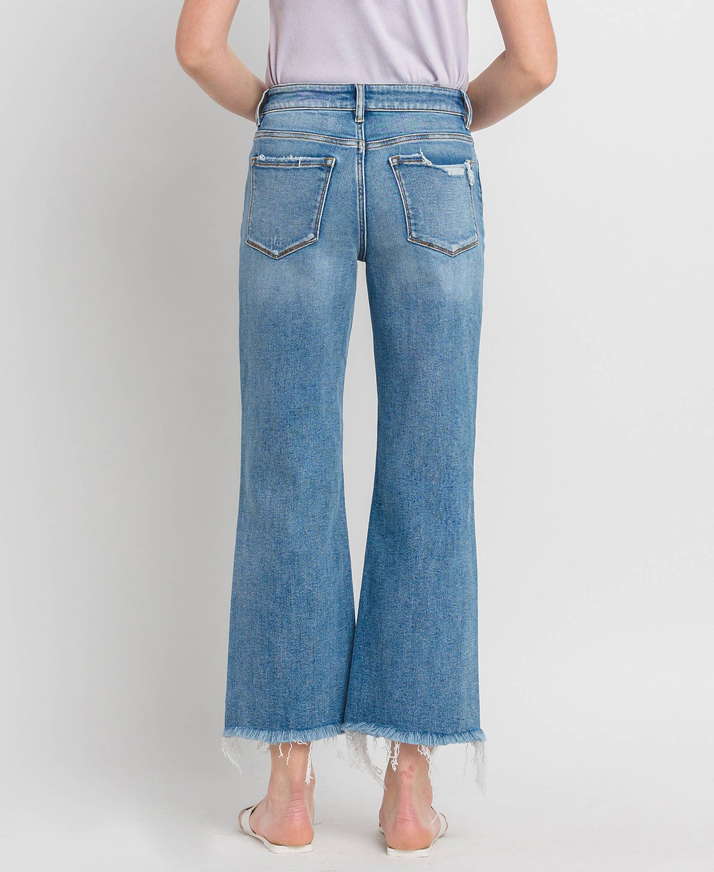 HIGH RISE CROP SLIM WIDE JEANS