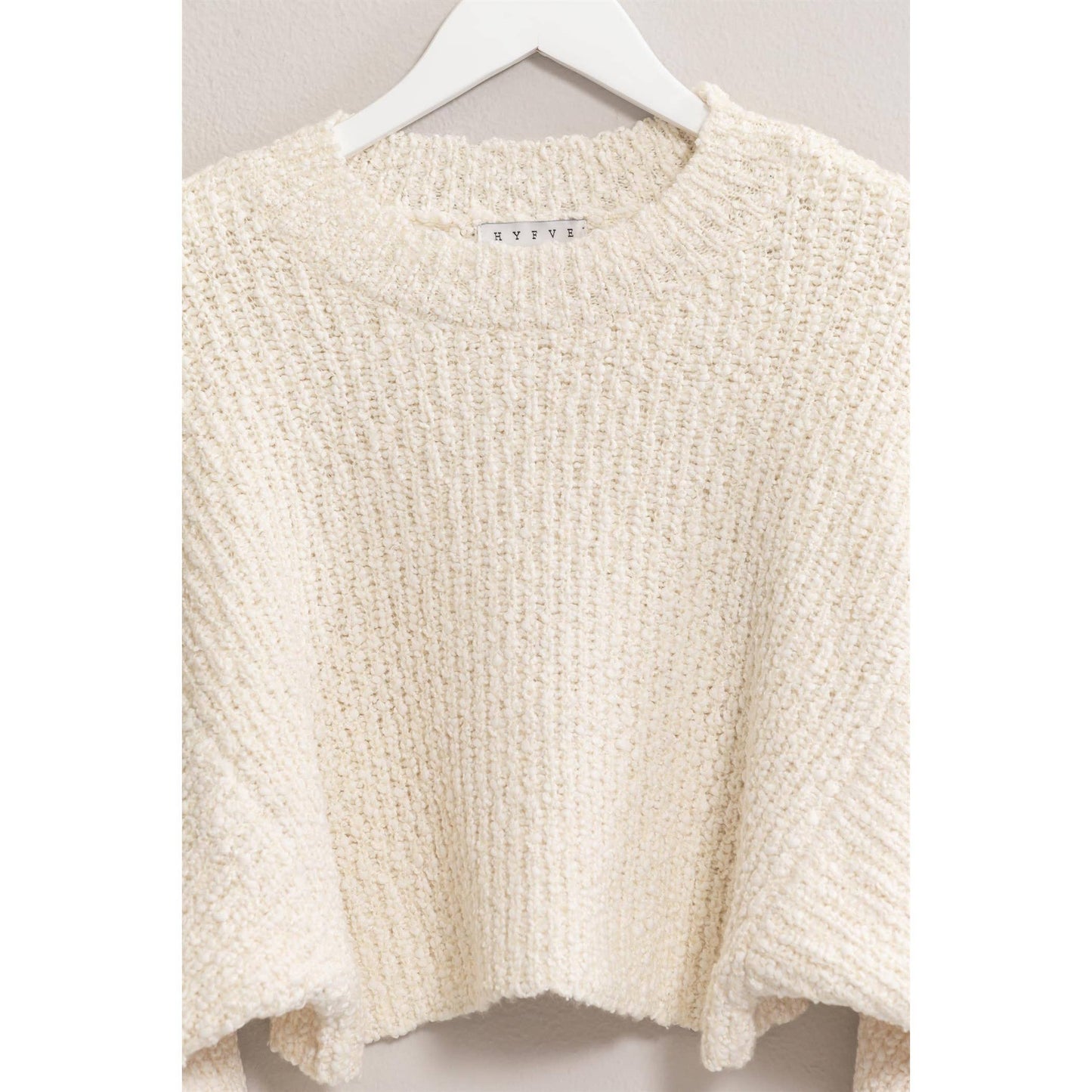 Popcorn Knit Cropped Pullover - Cream