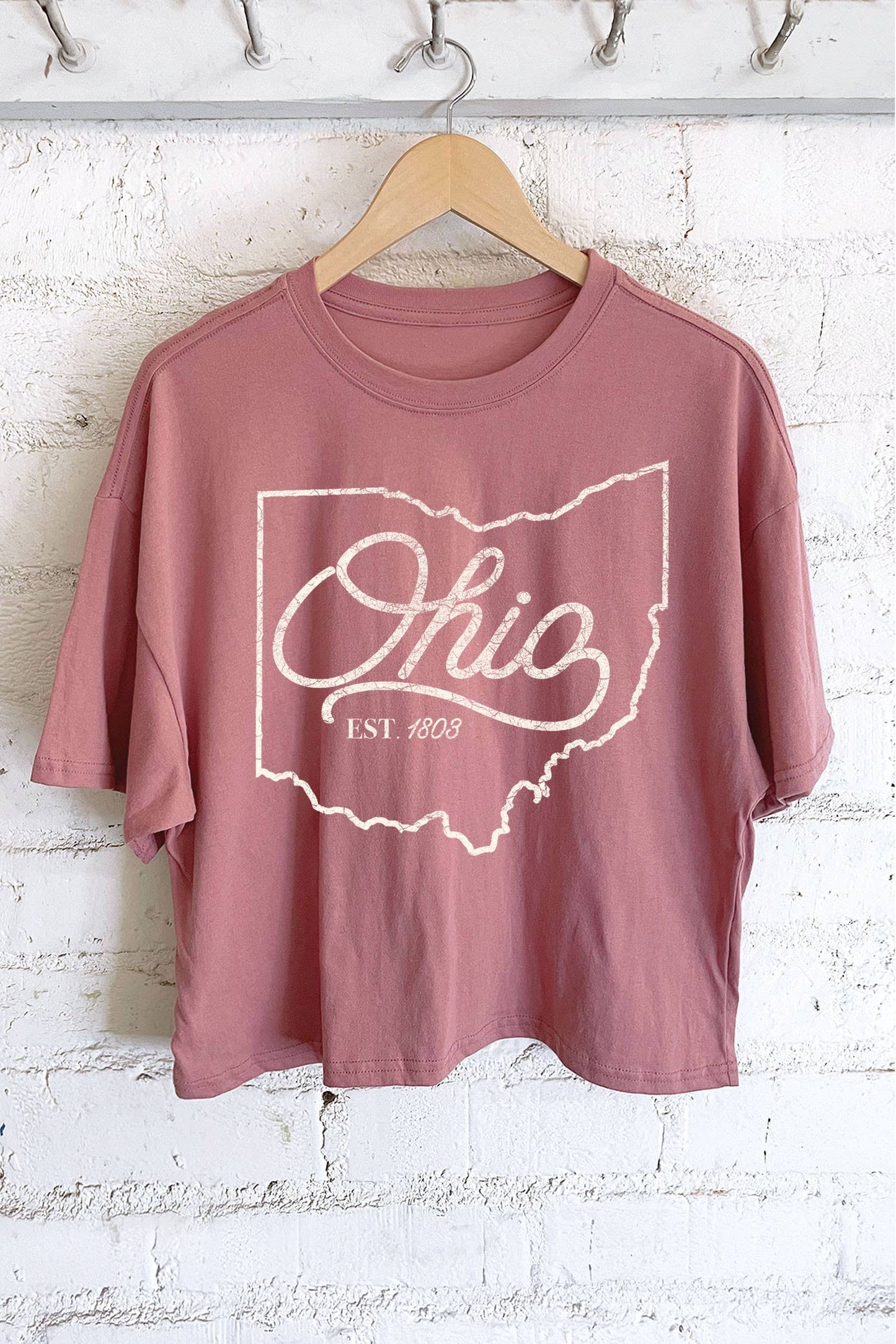 OHIO STATE PUFF GRAPHIC LONG CROP TOP