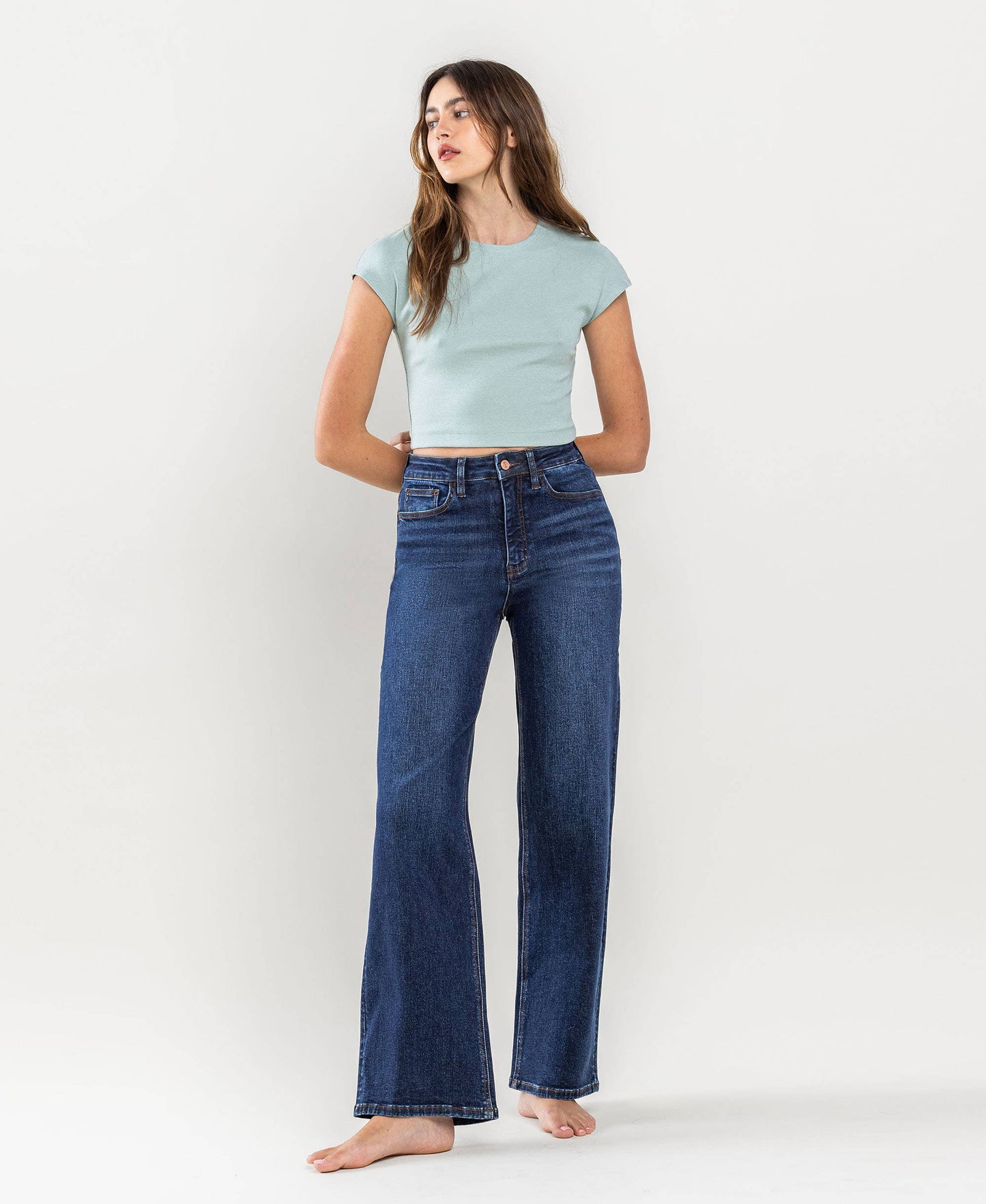 90'S VINTAGE SUPER HIGH RISE LOOSE JEANS dark wash