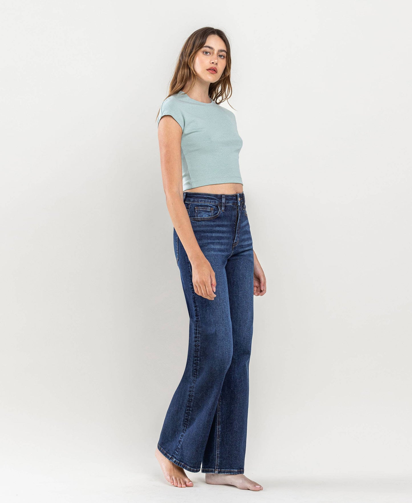 90'S VINTAGE SUPER HIGH RISE LOOSE JEANS dark wash