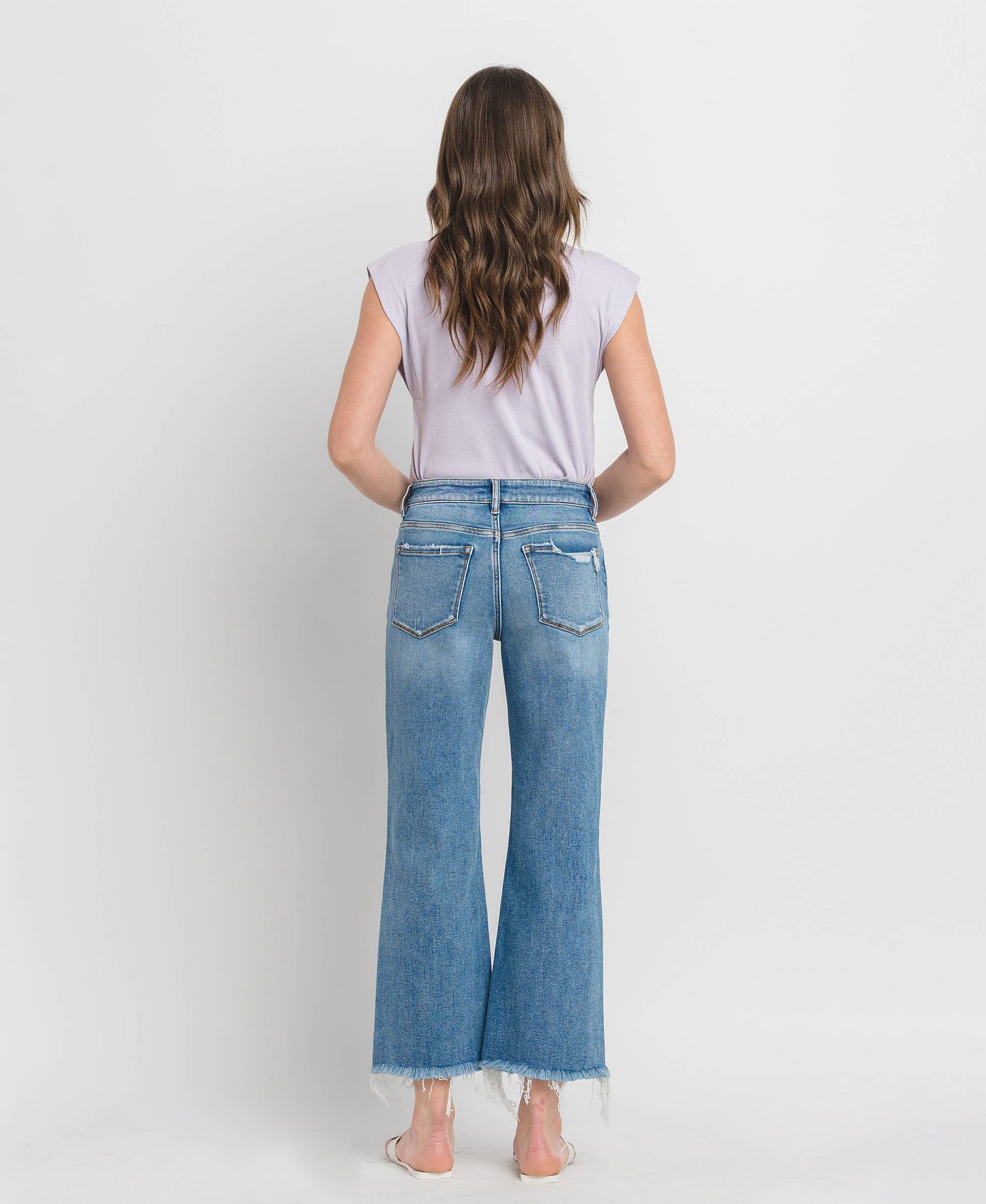 HIGH RISE CROP SLIM WIDE JEANS