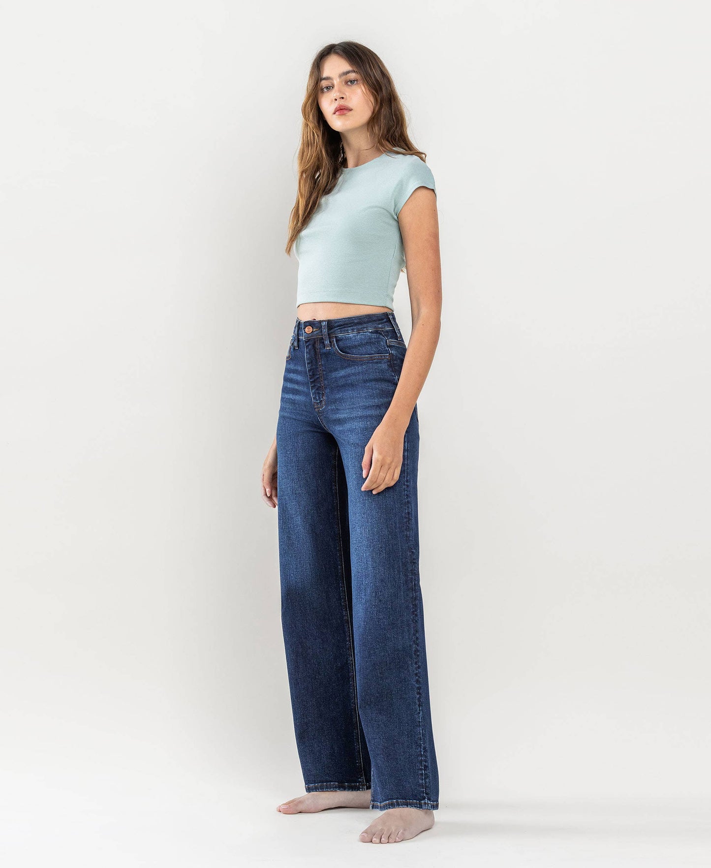 90'S VINTAGE SUPER HIGH RISE LOOSE JEANS dark wash