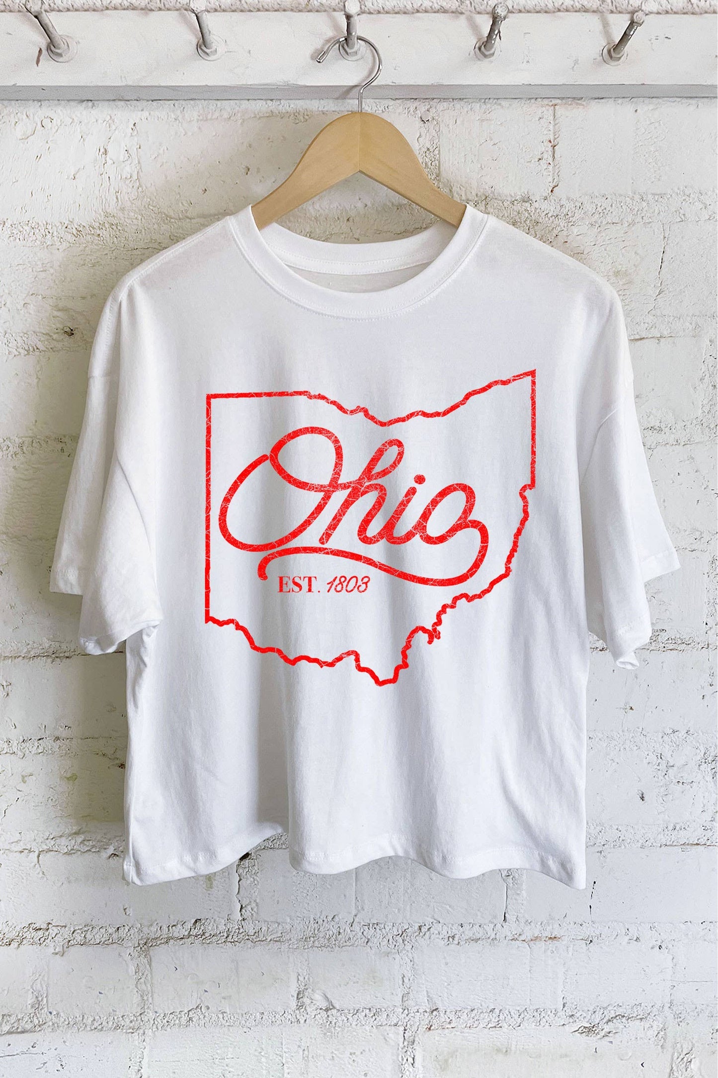 OHIO STATE PUFF GRAPHIC LONG CROP TOP