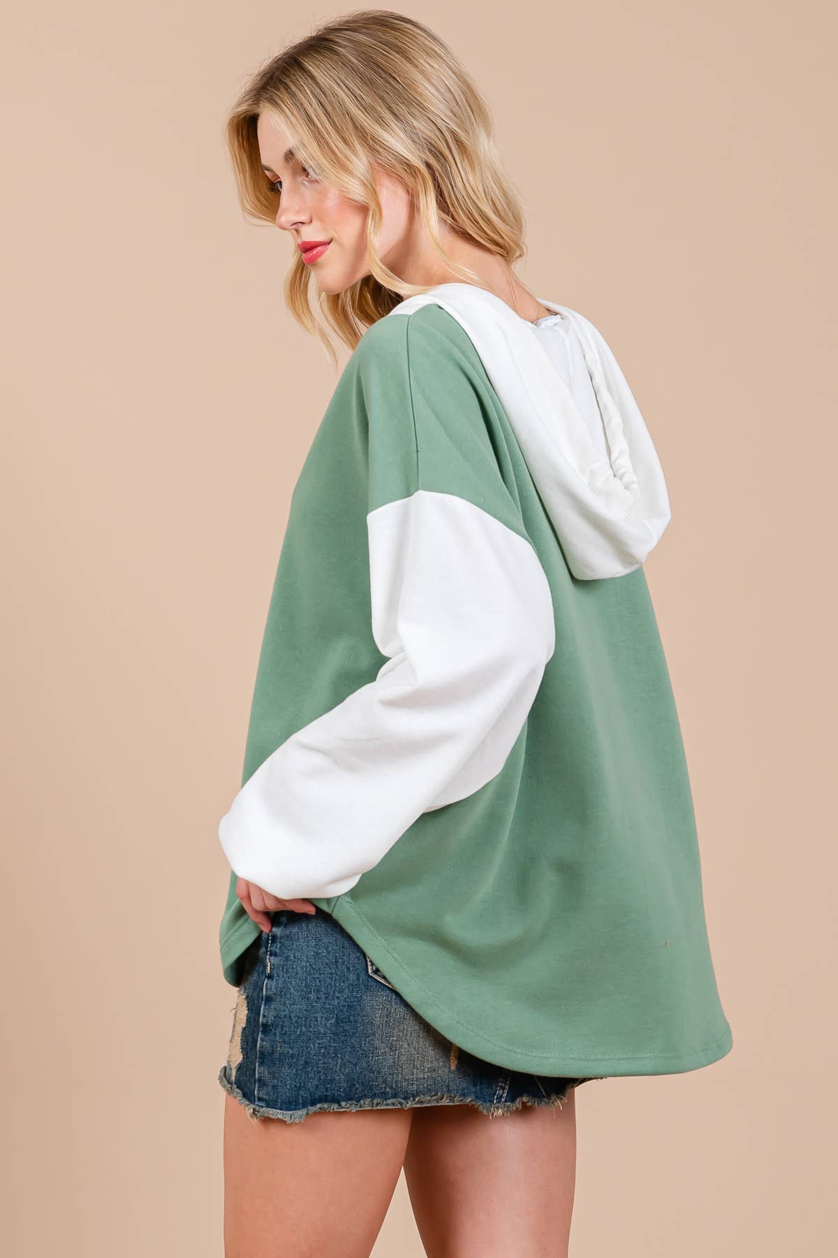 Contrast Oversized Sweatshirt with Hoodie