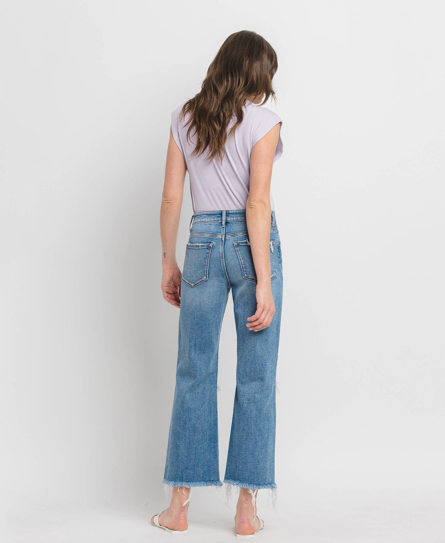 HIGH RISE CROP SLIM WIDE JEANS