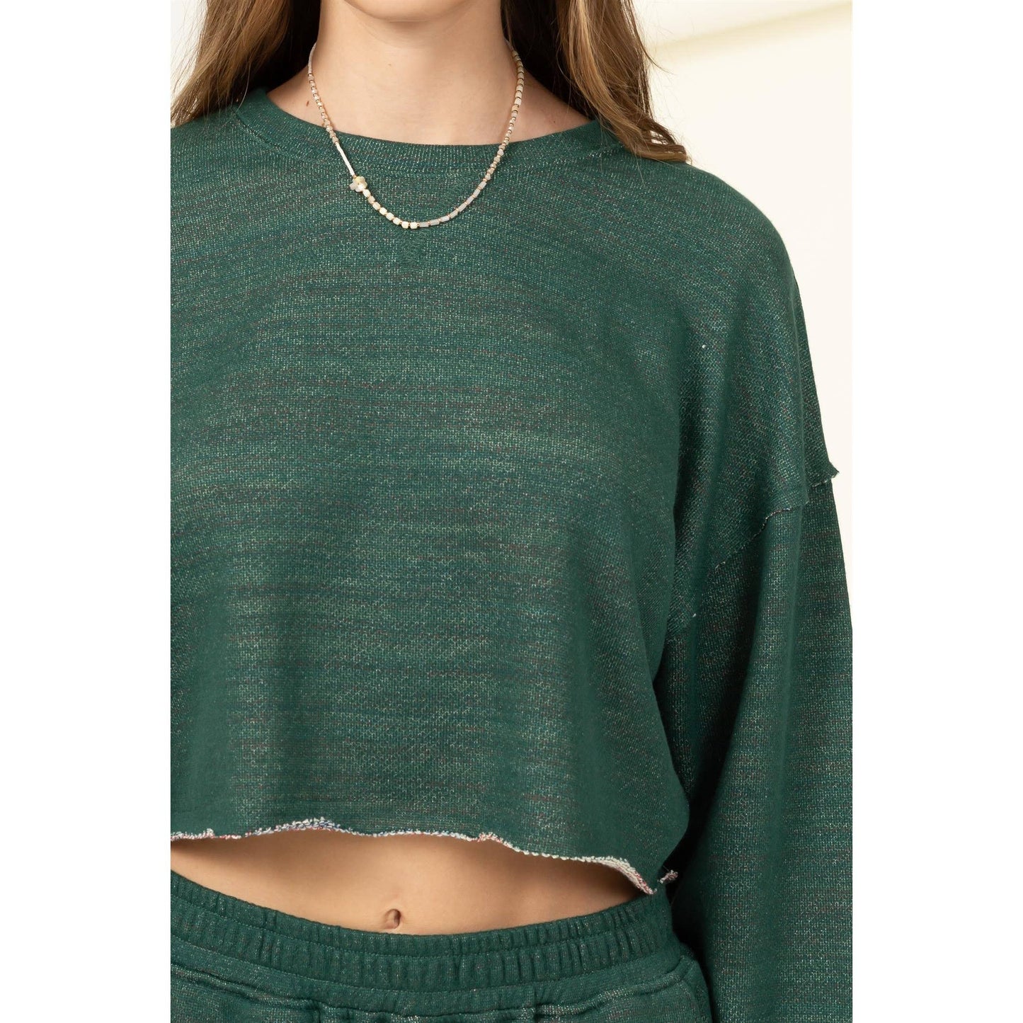 DROP-SHOULDER CROPPED TOP