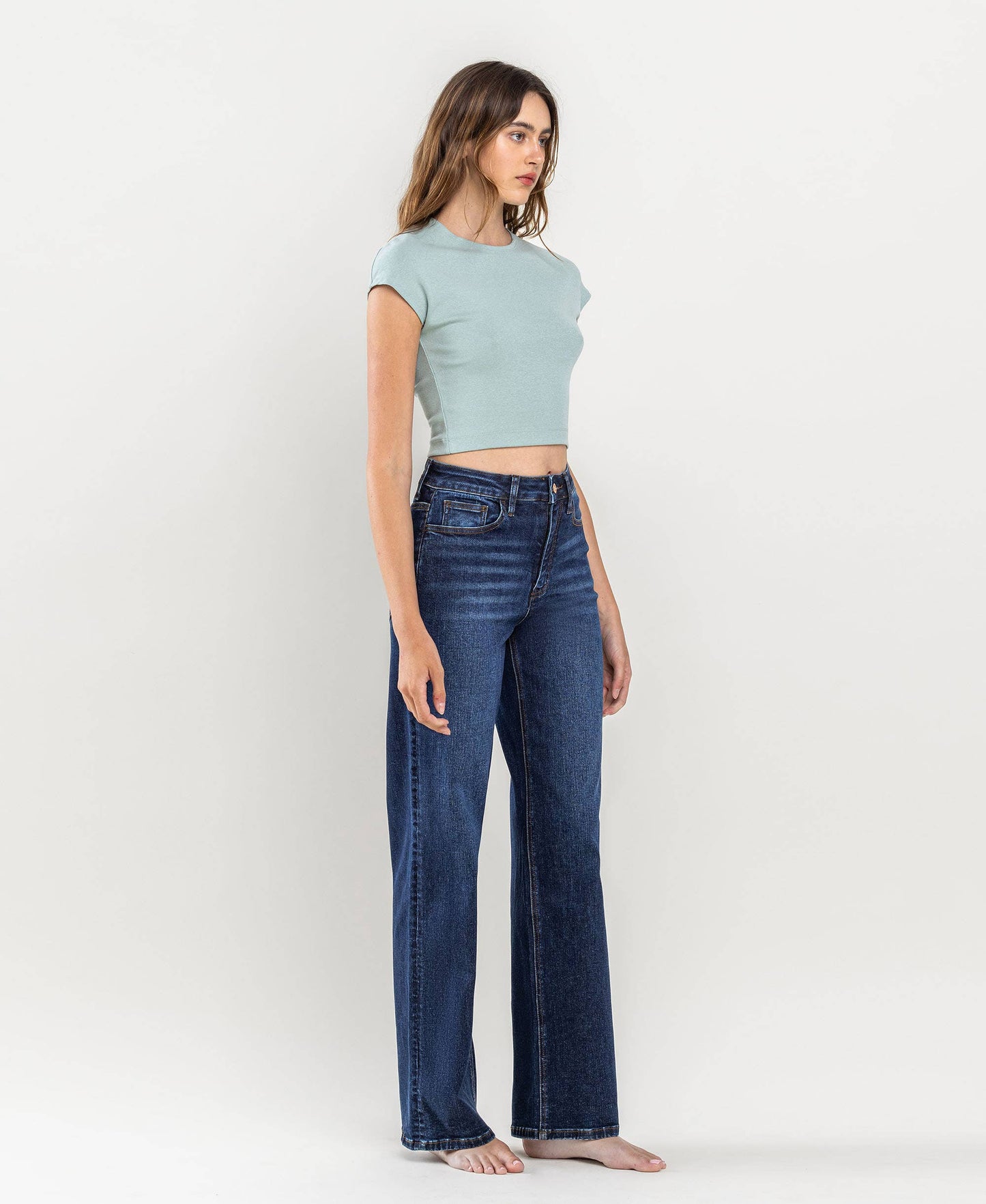 90'S VINTAGE SUPER HIGH RISE LOOSE JEANS dark wash