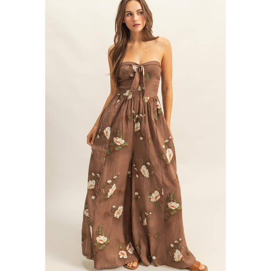 Floral Print Strapless Jumpsuit