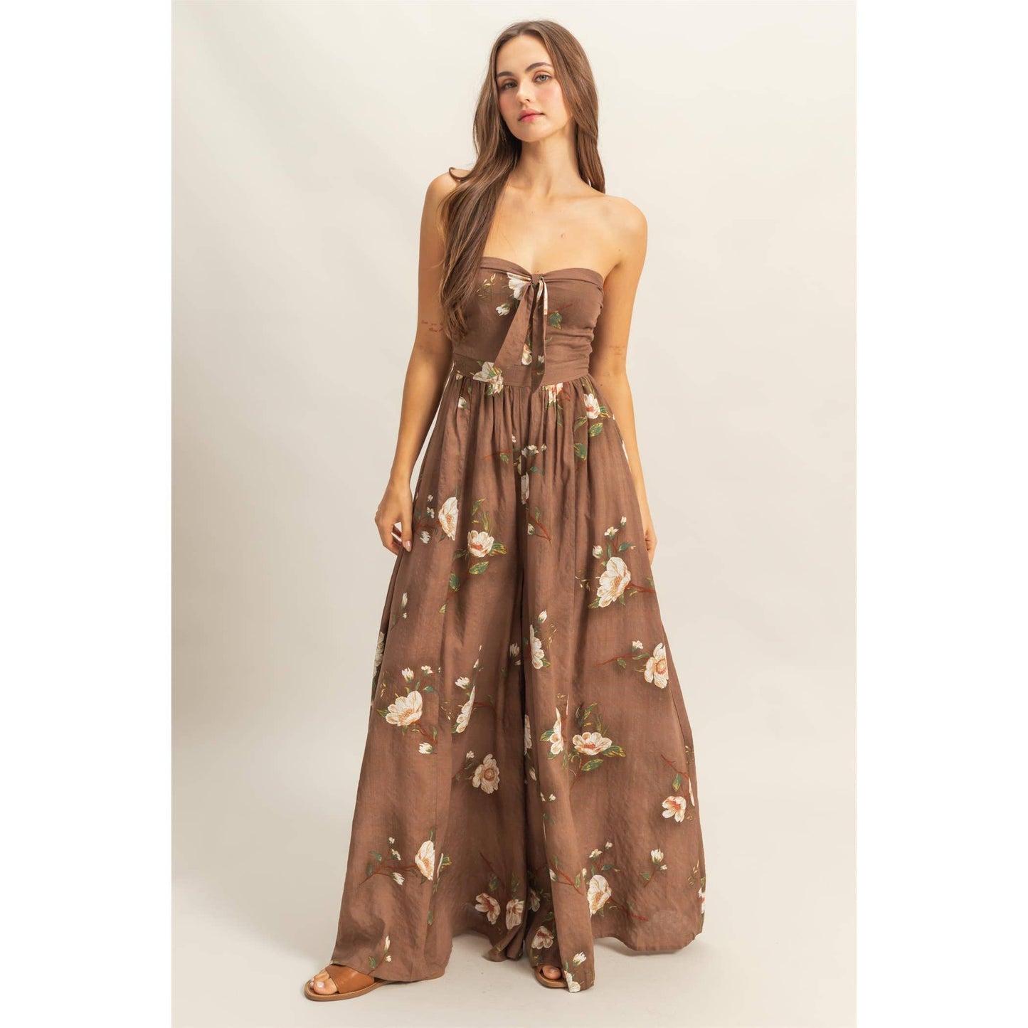 Floral Print Strapless Jumpsuit