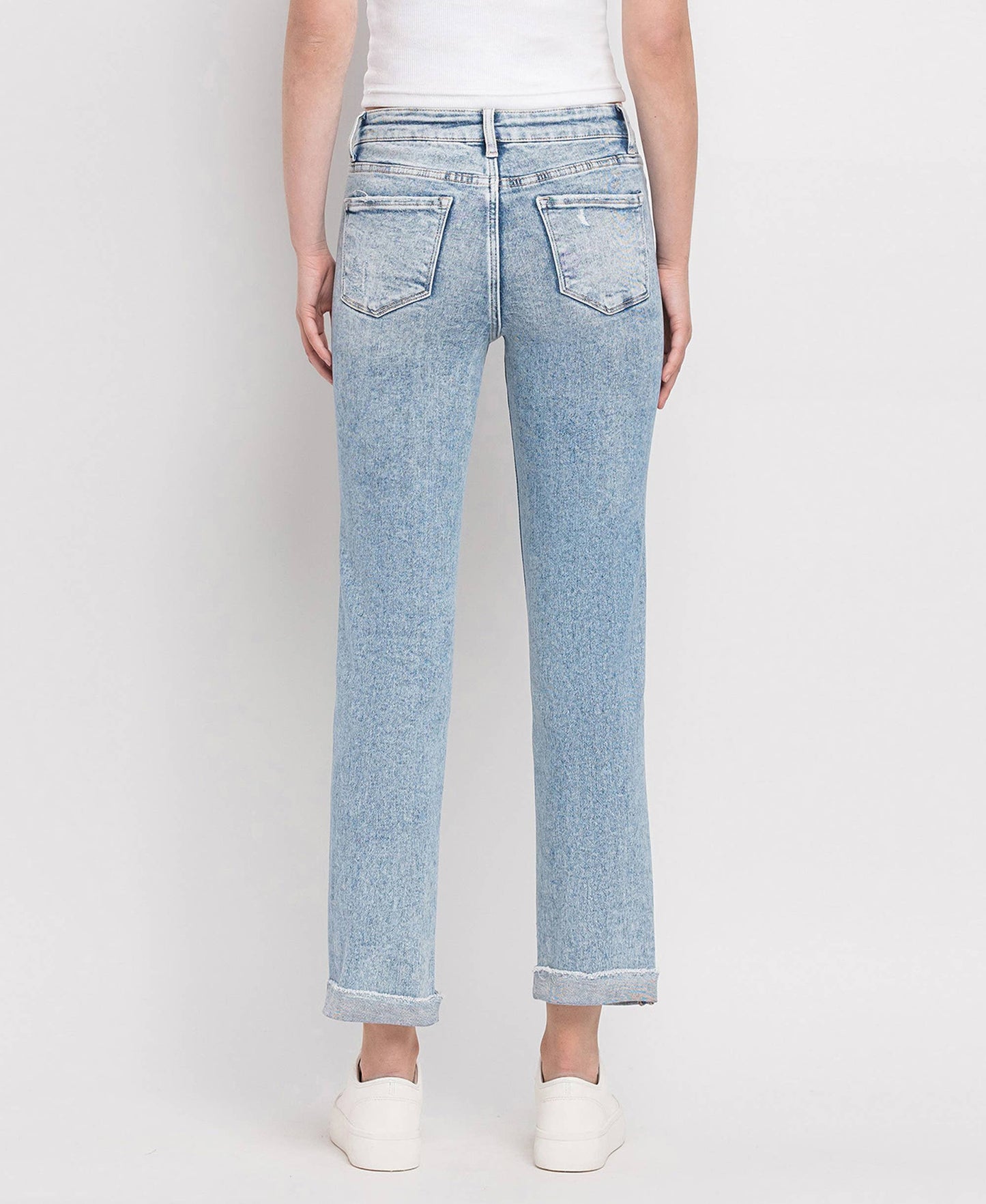 TUMMY CONTROL HIGH RISE CUFFED STRAIGHT JEANS